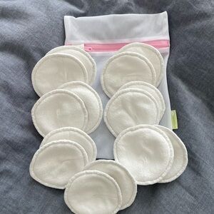 Keababies Reusable White Nursing Nipple Pads with Washing Pouch